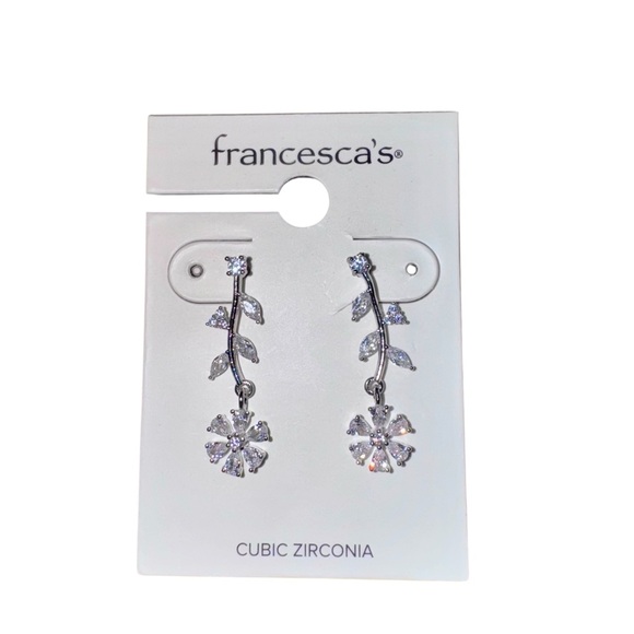 Francesca's Collections Jewelry - Francesca's Silver Floral Cubic Zirconia Earrings